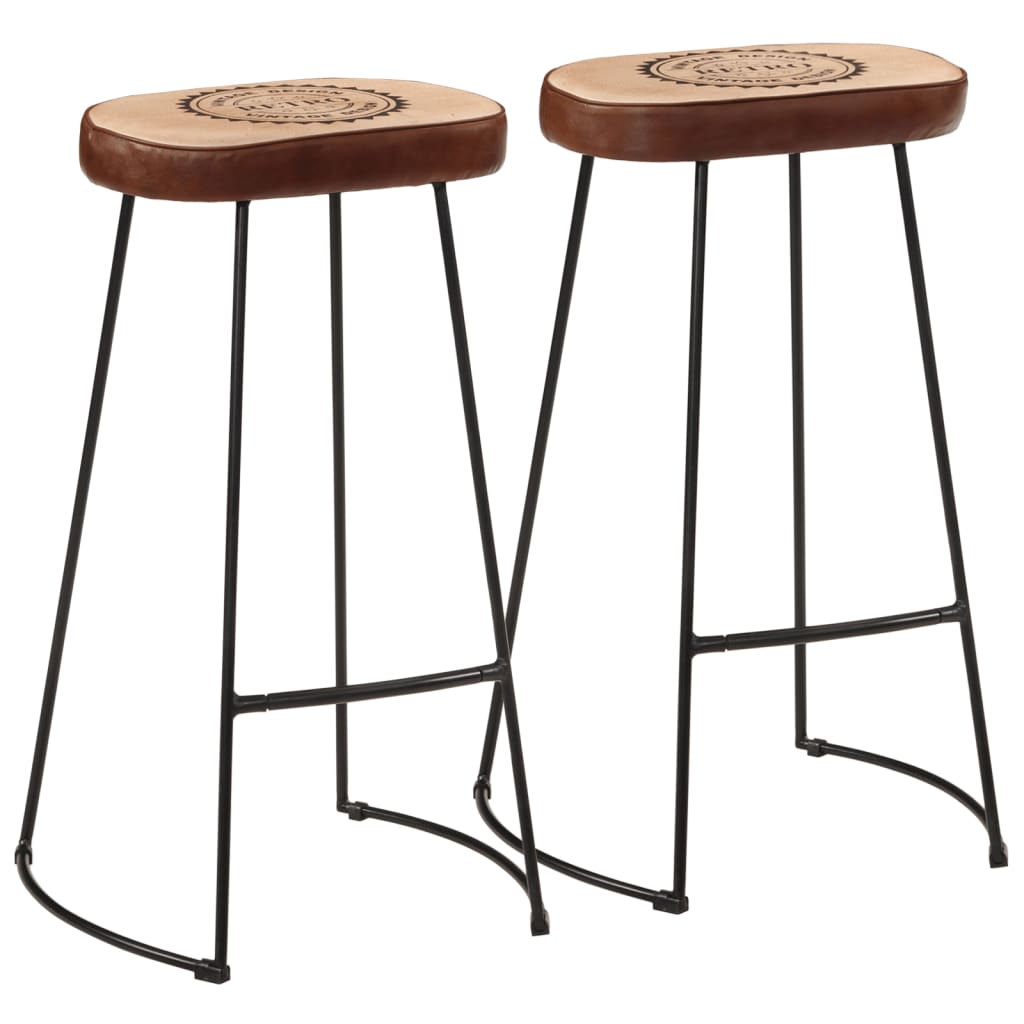 Tabouret de Bar en Métal et Cuir Style Industriel-Cuir et toile-2-44 x 37.5 x 78 cm-La-Fabrique-Industrielle
