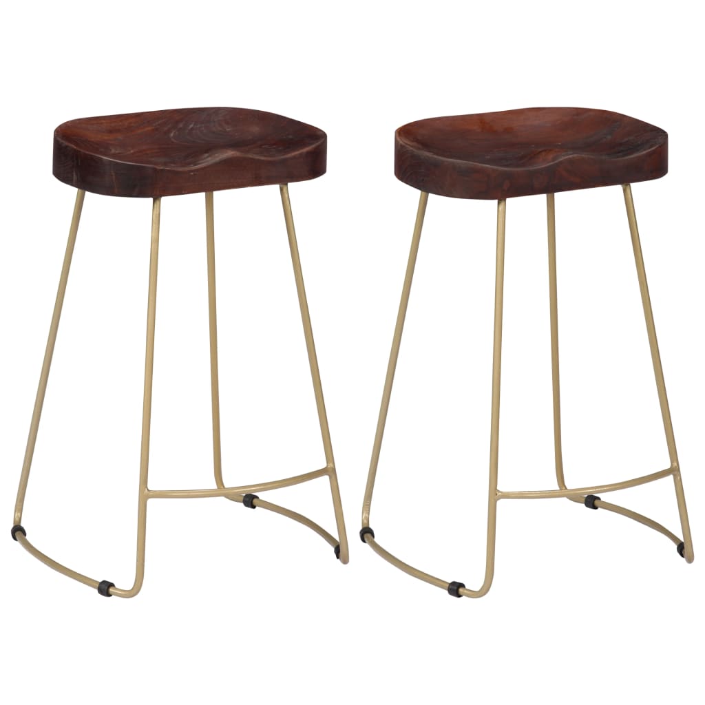 Tabouret de Bar en Métal et Cuir Style Industriel-bois de manguier massif-2-45 x 40 x 62 cm-La-Fabrique-Industrielle