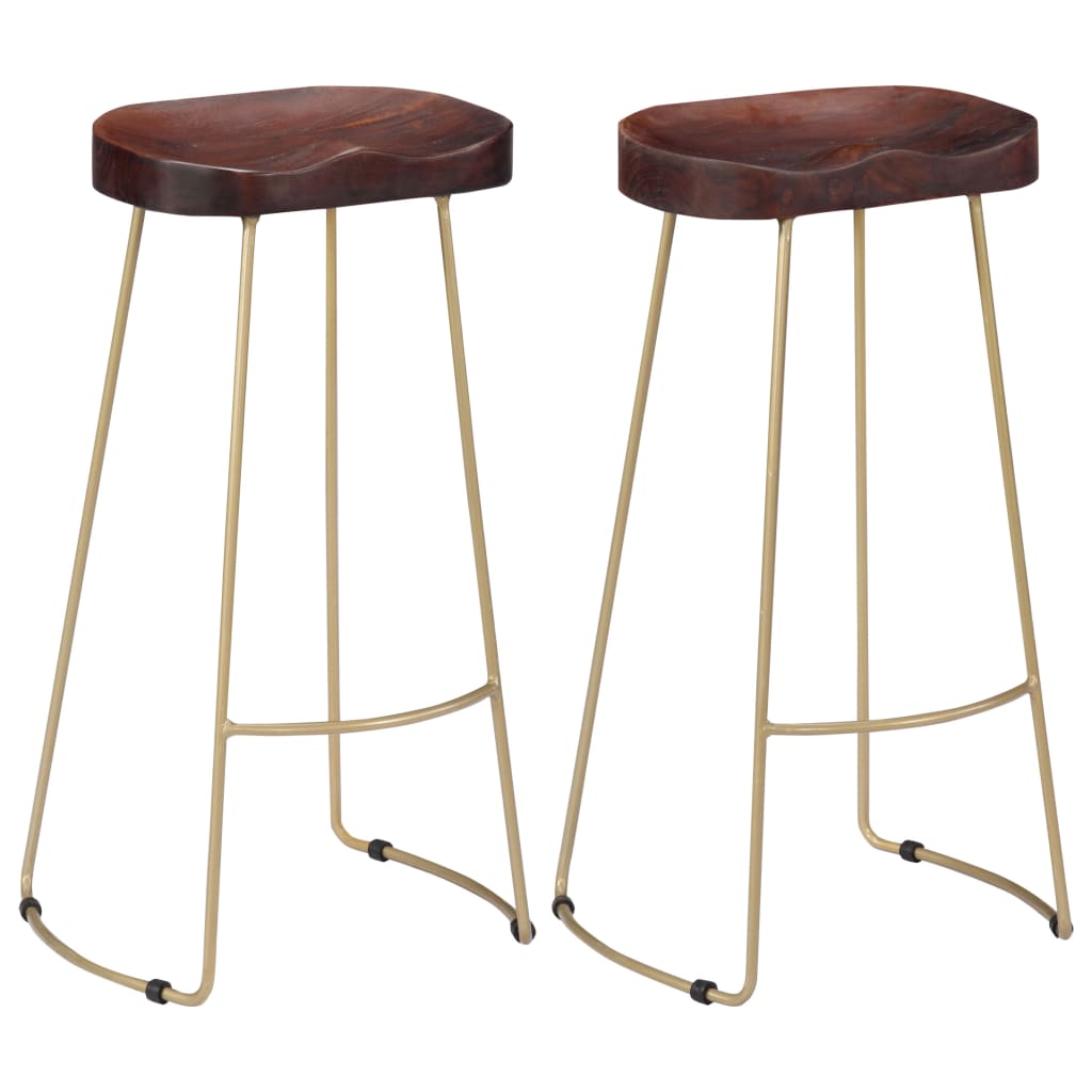 Tabouret de Bar en Métal et Cuir Style Industriel-bois de manguier massif-2-45 x 40 x 78 cm-La-Fabrique-Industrielle