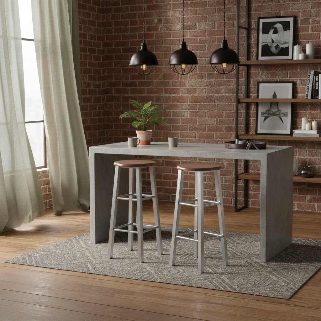 Tabouret De Bar Lot De 2 Métal Avec Siège En Mdf