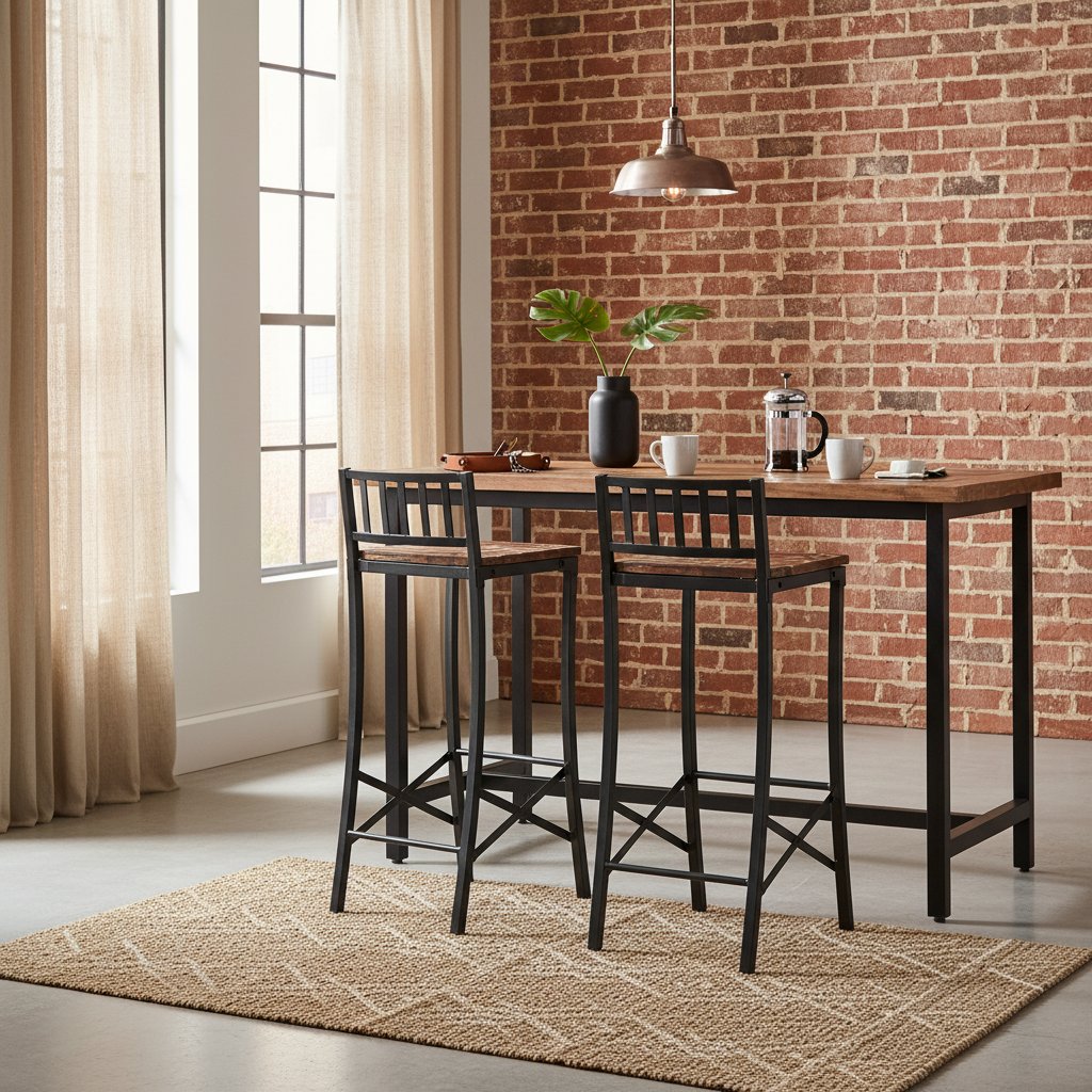 Tabouret de Bar en Bois Noir Industriel