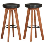 Tabourets De Bar 2 Pcs Cuir Véritable Et Bois D'acacia Solide-Noir-2-La-Fabrique-Industrielle