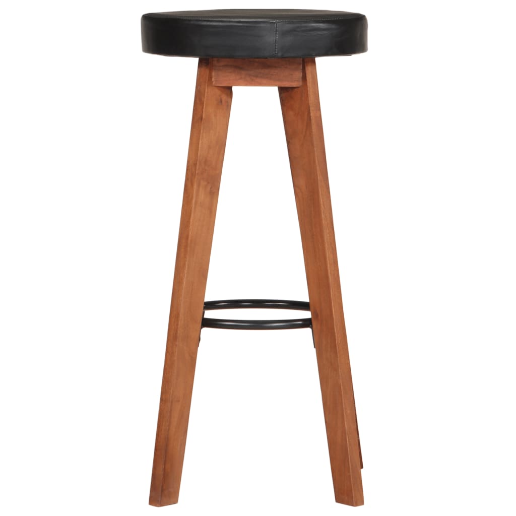 Tabourets De Bar 2 Pcs Cuir Véritable Et Bois D'acacia Solide-La-Fabrique-Industrielle