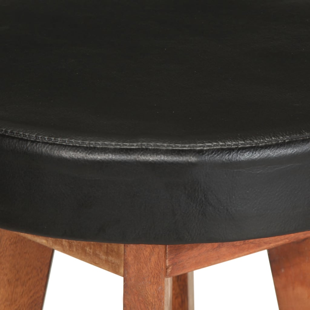 Tabourets De Bar 2 Pcs Cuir Véritable Et Bois D'acacia Solide-La-Fabrique-Industrielle