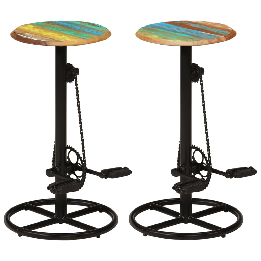 Tabourets De Bar Lot De 2 Bois Massif De Manguier-Multicolore-2-38 x 38 x 76 cm-La-Fabrique-Industrielle
