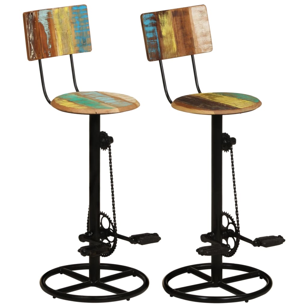 Tabourets De Bar Lot De 2 Bois Massif De Manguier-Multicolore-2-44 x 44 x 112 cm-La-Fabrique-Industrielle