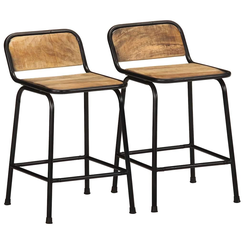 Tabourets De Bar Lot De 4 Bois Massif Manguier Brut-Bois de manguier brut massif-2-46 x 35.5 x 70 cm-La-Fabrique-Industrielle