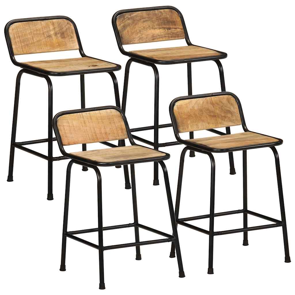 Tabourets De Bar Lot De 4 Bois Massif Manguier Brut-Bois de manguier brut massif-4-46 x 35.5 x 70 cm-La-Fabrique-Industrielle