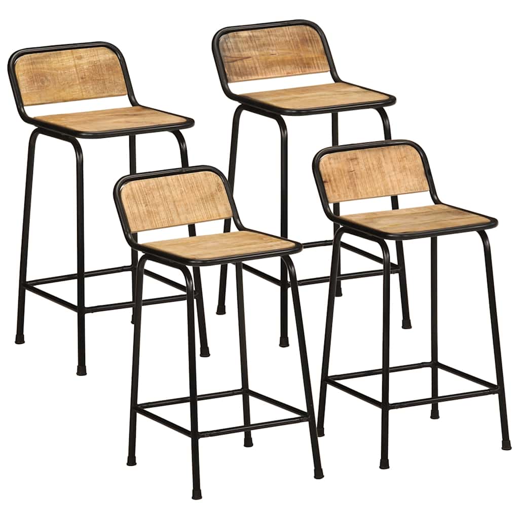 Tabourets De Bar Lot De 4 Bois Massif Manguier Brut-Bois de manguier brut massif-4-46 x 35.5 x 80 cm-La-Fabrique-Industrielle