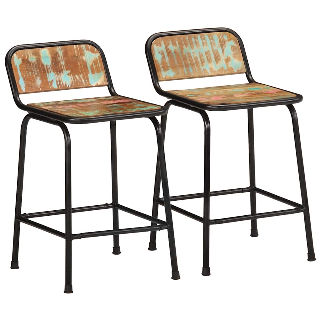 Tabourets De Bar Lot De 4 Bois Massif Manguier Brut-bois de récupération massif-2-46 x 35.5 x 70 cm-La-Fabrique-Industrielle
