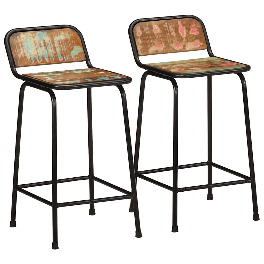 Tabourets De Bar Lot De 4 Bois Massif Manguier Brut-bois de récupération massif-2-46 x 35.5 x 80 cm-La-Fabrique-Industrielle