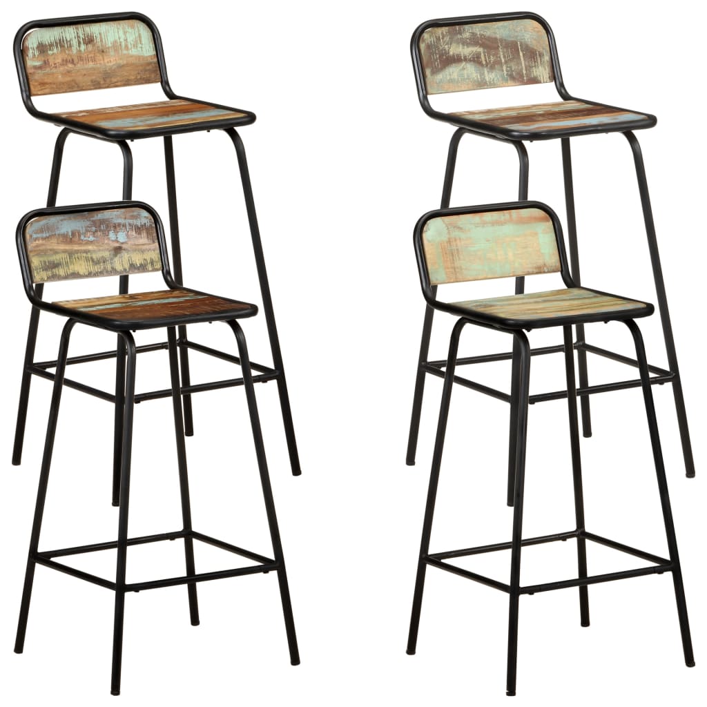 Tabourets De Bar Lot De 4 Bois Massif Manguier Brut-bois de récupération massif-4-44 x 44 x 84 cm-La-Fabrique-Industrielle