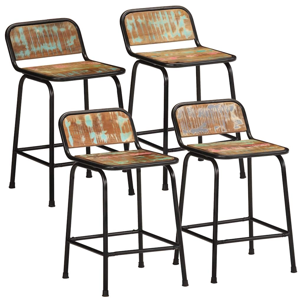 Tabourets De Bar Lot De 4 Bois Massif Manguier Brut-bois de récupération massif-4-46 x 35.5 x 70 cm-La-Fabrique-Industrielle