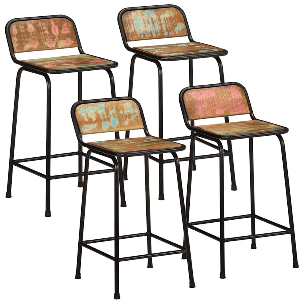 Tabourets De Bar Lot De 4 Bois Massif Manguier Brut-bois de récupération massif-4-46 x 35.5 x 80 cm-La-Fabrique-Industrielle