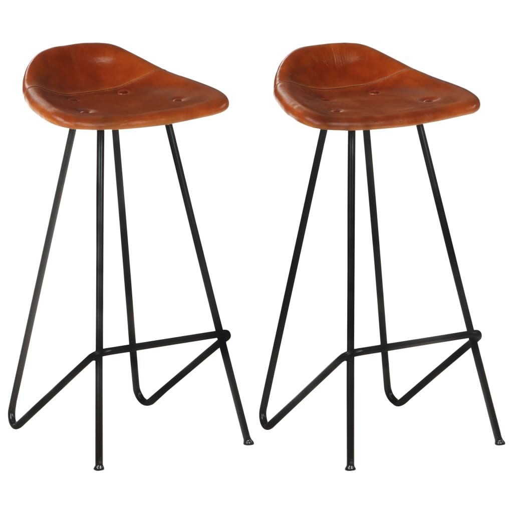 Tabourets De Bar Lot De 4 Cuir Véritable-Marron-2-La-Fabrique-Industrielle