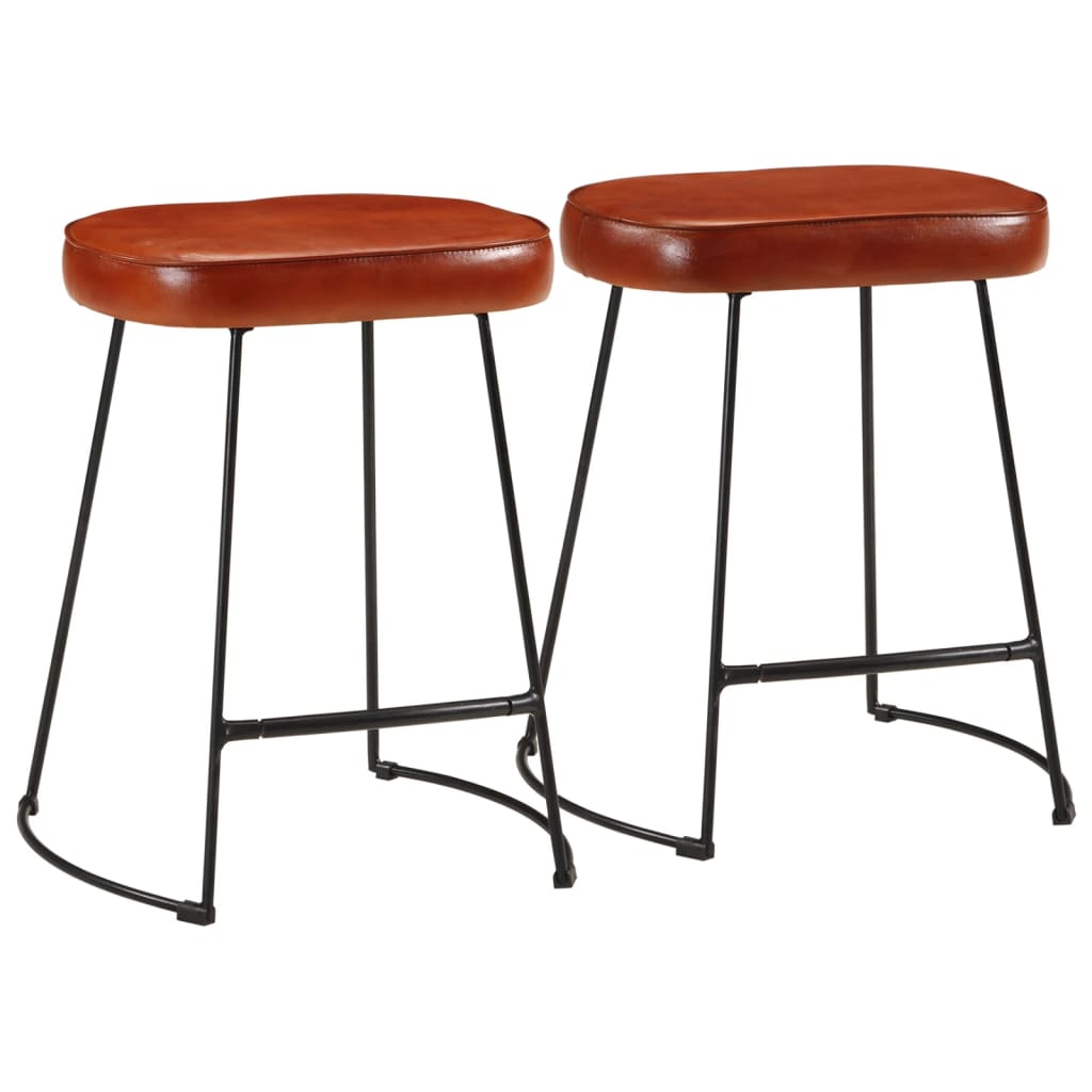 Tabourets de Bar Industriel en Bois et Métal Vintage-Cuir-2-40 x 29.5 x 53 cm-La-Fabrique-Industrielle