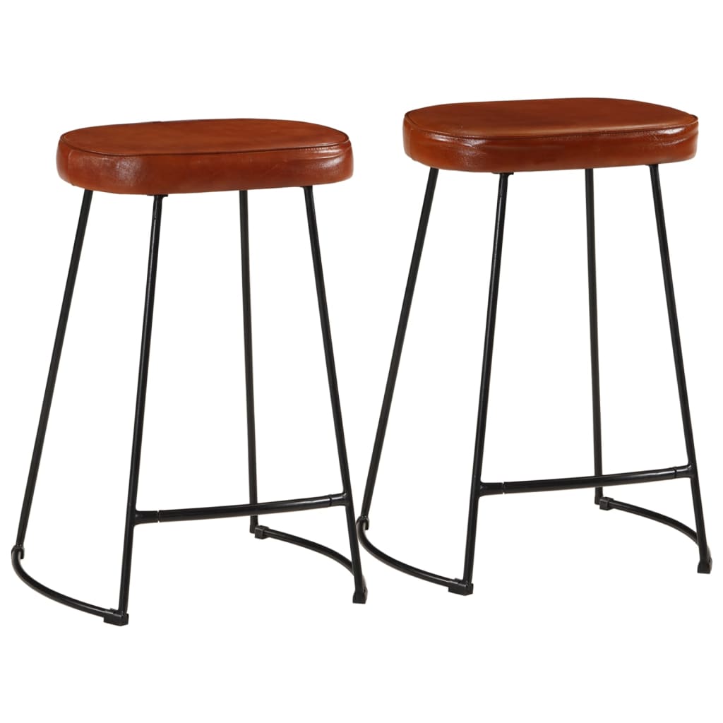 Tabourets de Bar Industriel en Bois et Métal Vintage-Cuir-2-41 x 29 x 62 cm-La-Fabrique-Industrielle