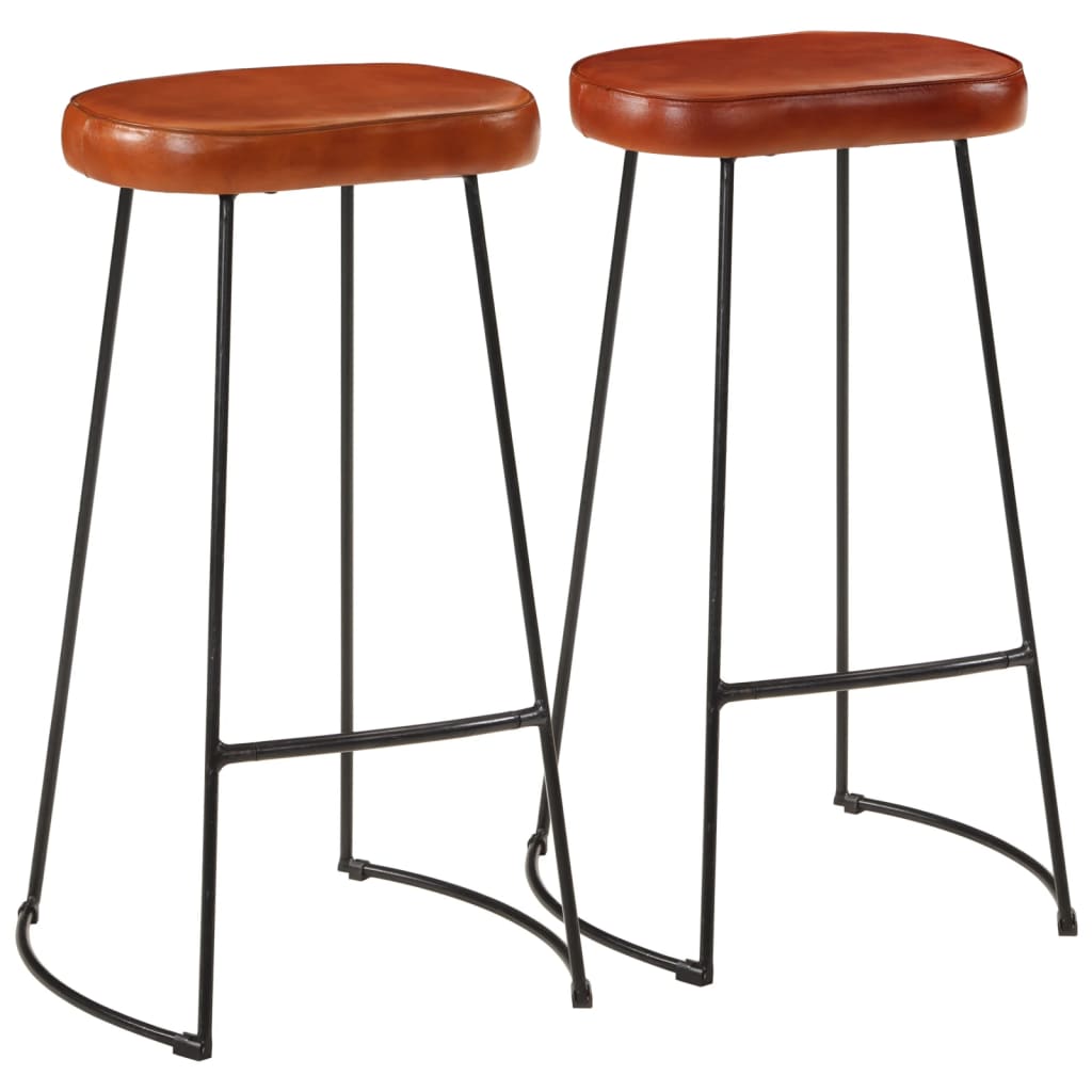 Tabourets de Bar Industriel en Bois et Métal Vintage-Cuir-2-44 x 37.5 x 78 cm-La-Fabrique-Industrielle