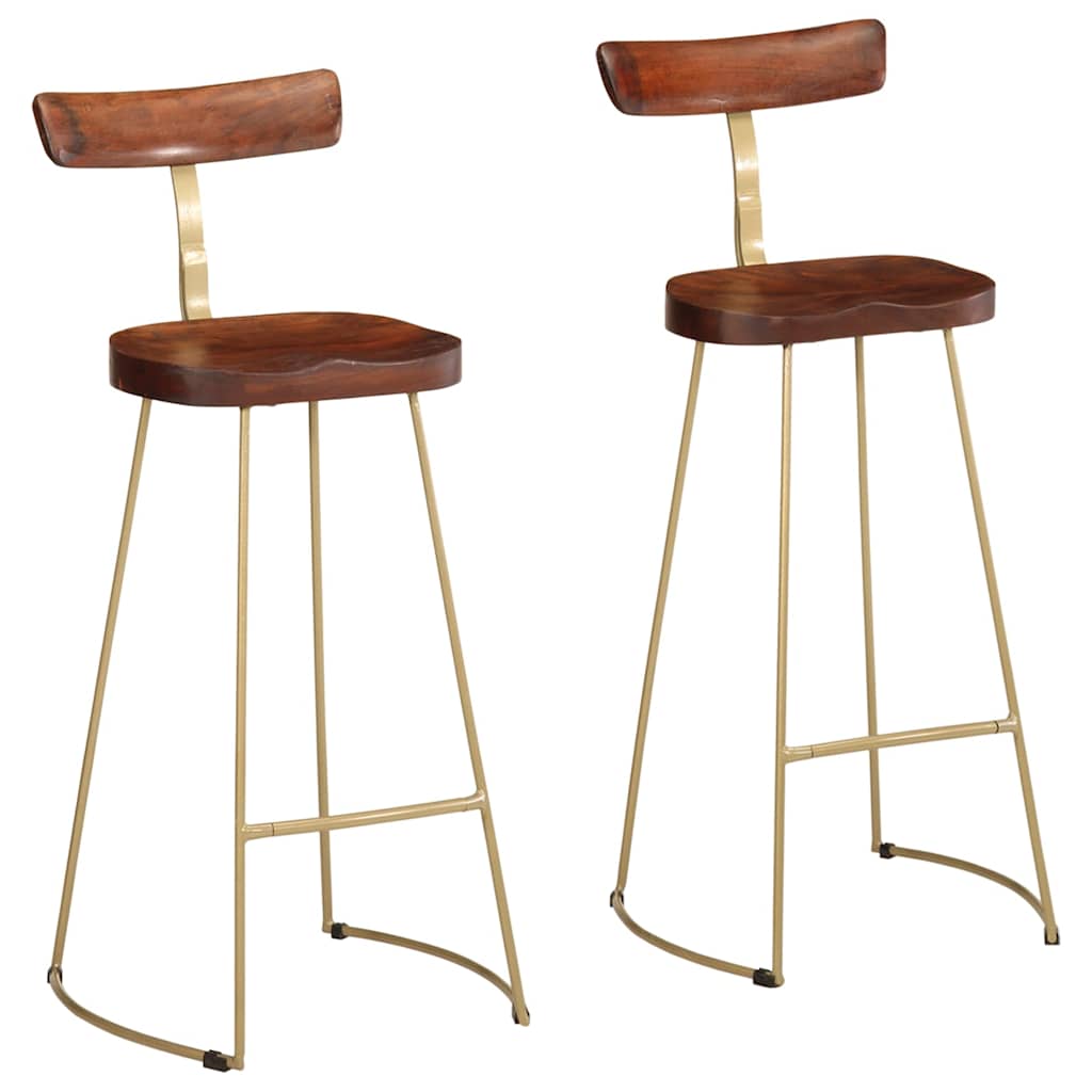 Tabourets de Bar Industriel en Bois et Métal Vintage-bois de manguier massif-2-49 x 43 x 103 cm-La-Fabrique-Industrielle