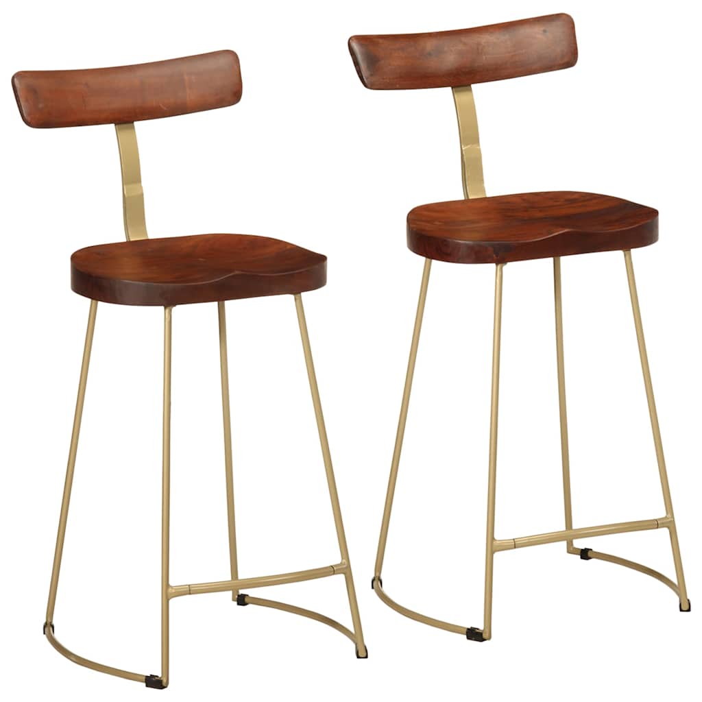 Tabourets de Bar Industriel en Bois et Métal Vintage-bois de manguier massif-2-49 x 43 x 88 cm-La-Fabrique-Industrielle