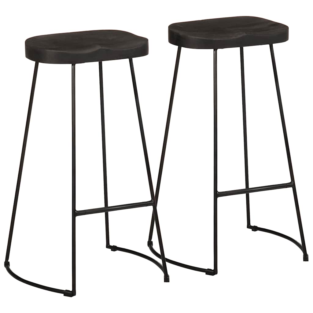 Tabourets de Bar en Bois et Métal Industriel Noir-bois de manguier massif-2-45 x 40 x 78 cm-La-Fabrique-Industrielle