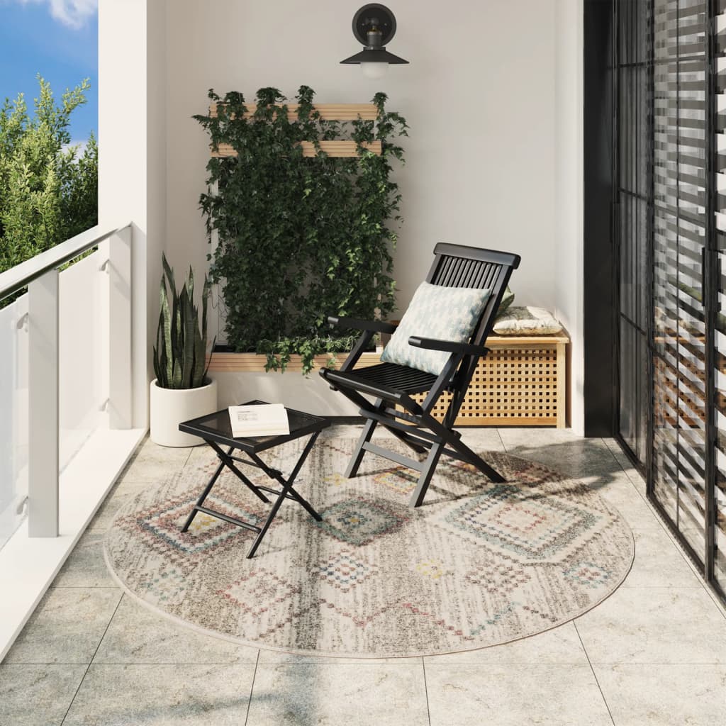 Tapis Arbizu Intérieur Extérieur Design Vintage-Gris clair-Ø 200 cm-La-Fabrique-Industrielle