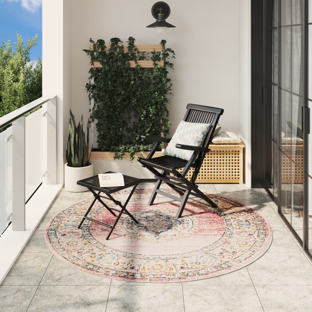Tapis Arbizu Intérieur Extérieur Design Vintage-Rose-Ø 200 cm-La-Fabrique-Industrielle