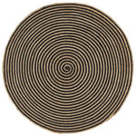 Tapis Fait À La Main Jute Avec Design De Spirale-Noir-120 cm-La-Fabrique-Industrielle