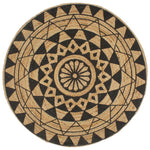 Tapis Fait À La Main Jute Avec Imprimé Noir-120 cm-motif de fleurs noires-La-Fabrique-Industrielle