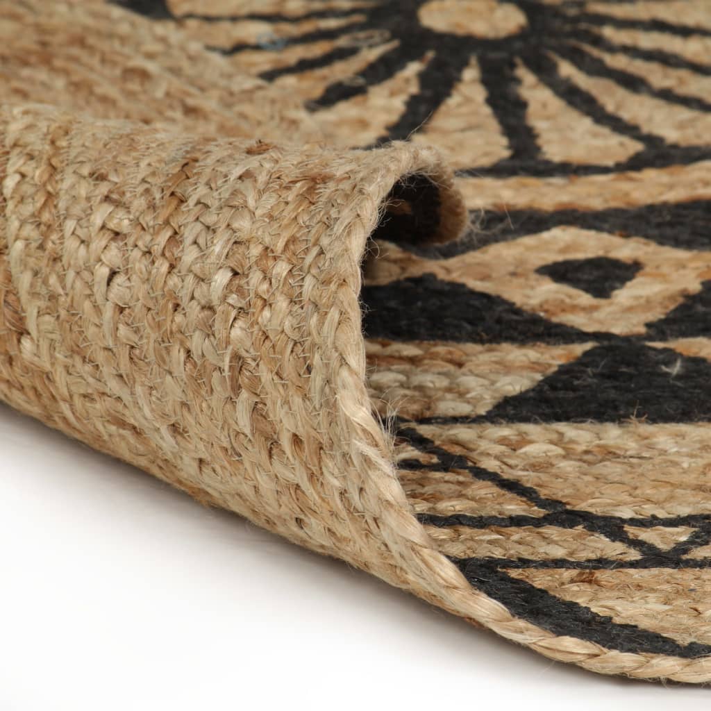 Tapis Fait À La Main Jute Avec Imprimé Noir-La-Fabrique-Industrielle