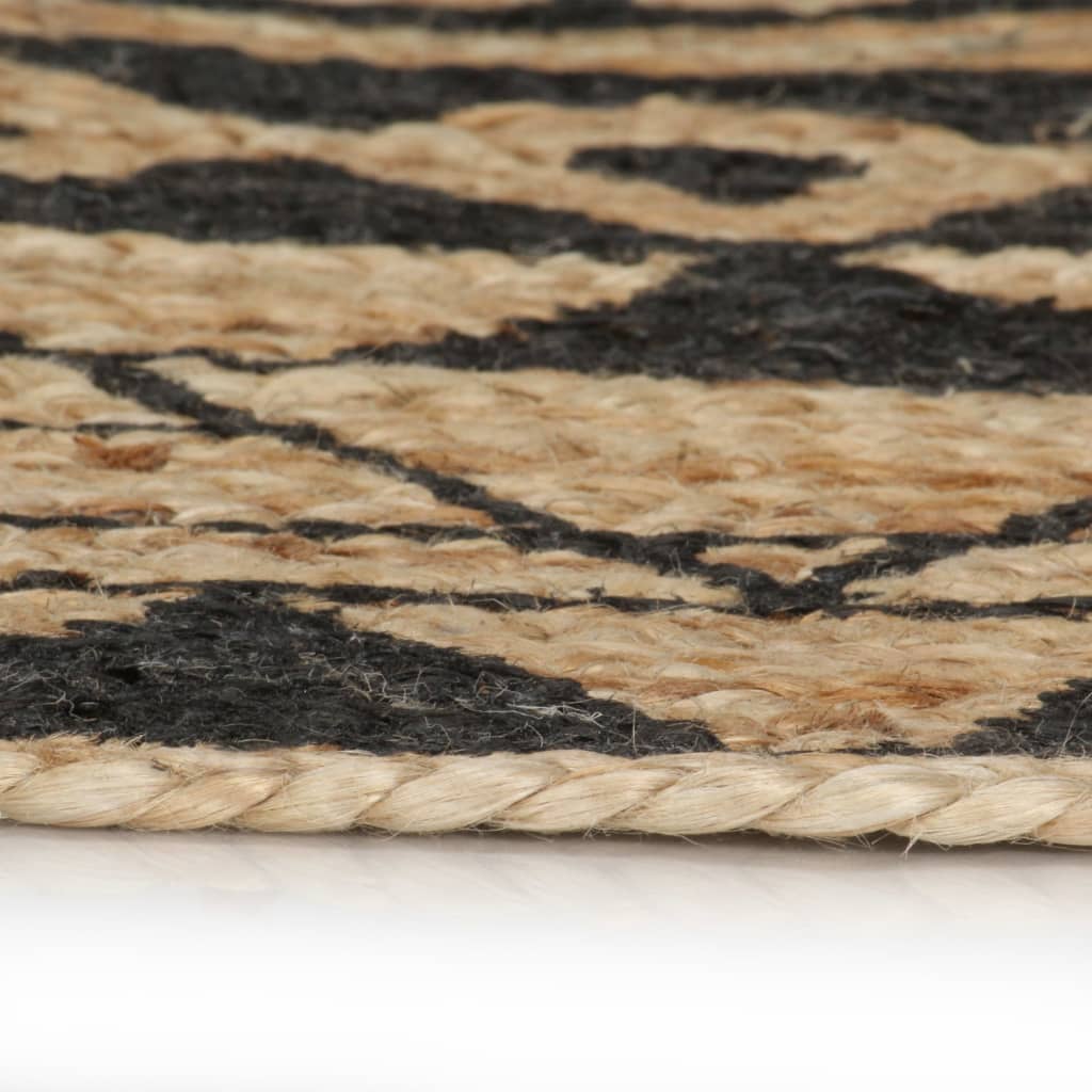 Tapis Fait À La Main Jute Avec Imprimé Noir-La-Fabrique-Industrielle