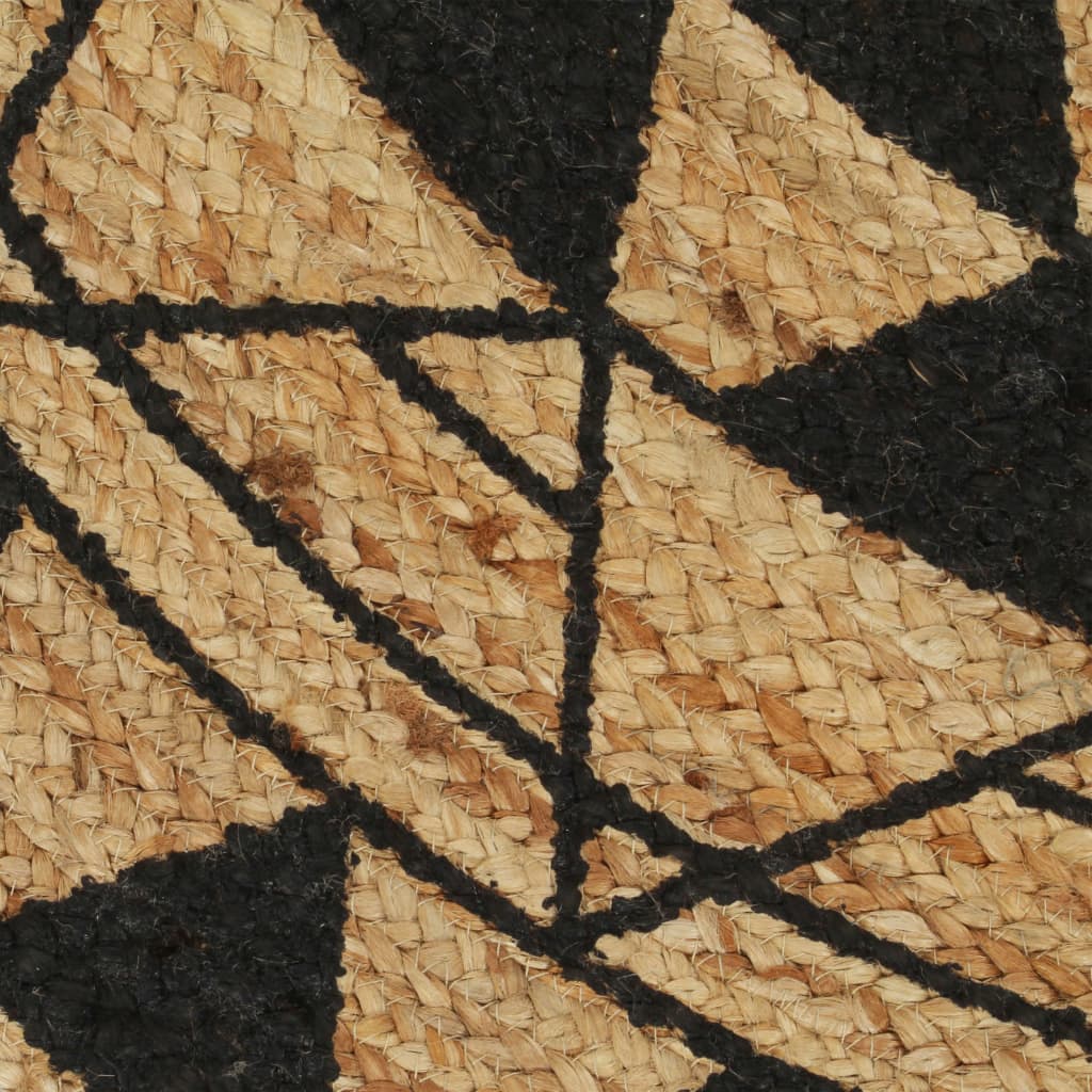 Tapis Fait À La Main Jute Avec Imprimé Noir-La-Fabrique-Industrielle
