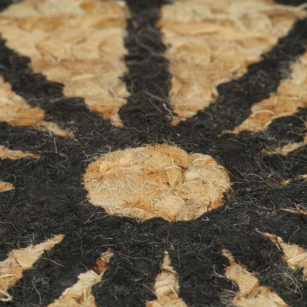 Tapis Fait À La Main Jute Avec Imprimé Noir-La-Fabrique-Industrielle
