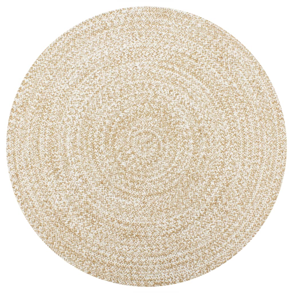 Tapis Fait À La Main Jute Et Marron-Blanc-120 cm-La-Fabrique-Industrielle