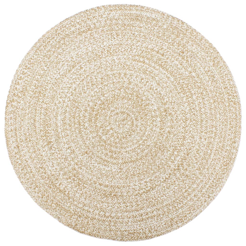 Tapis Fait À La Main Jute Et Marron-Blanc-180 cm-La-Fabrique-Industrielle