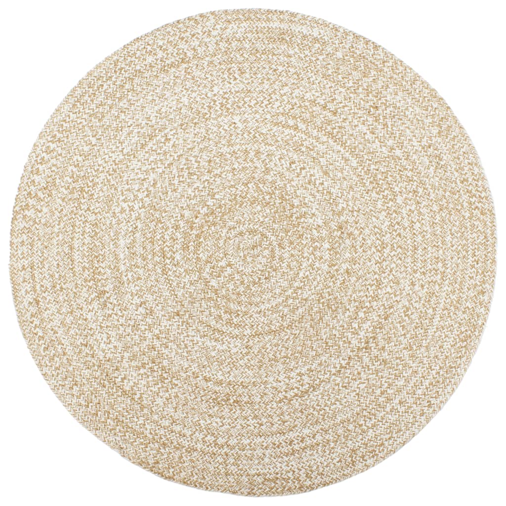 Tapis Fait À La Main Jute Et Marron-Blanc-210 cm-La-Fabrique-Industrielle