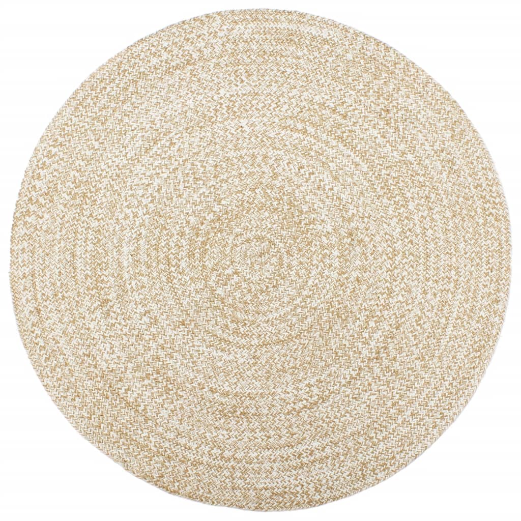 Tapis Fait À La Main Jute Et Marron-Blanc-240 cm-La-Fabrique-Industrielle