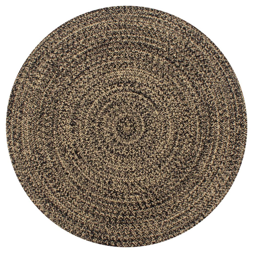 Tapis Fait À La Main Jute Et Marron-Noir-120 cm-La-Fabrique-Industrielle