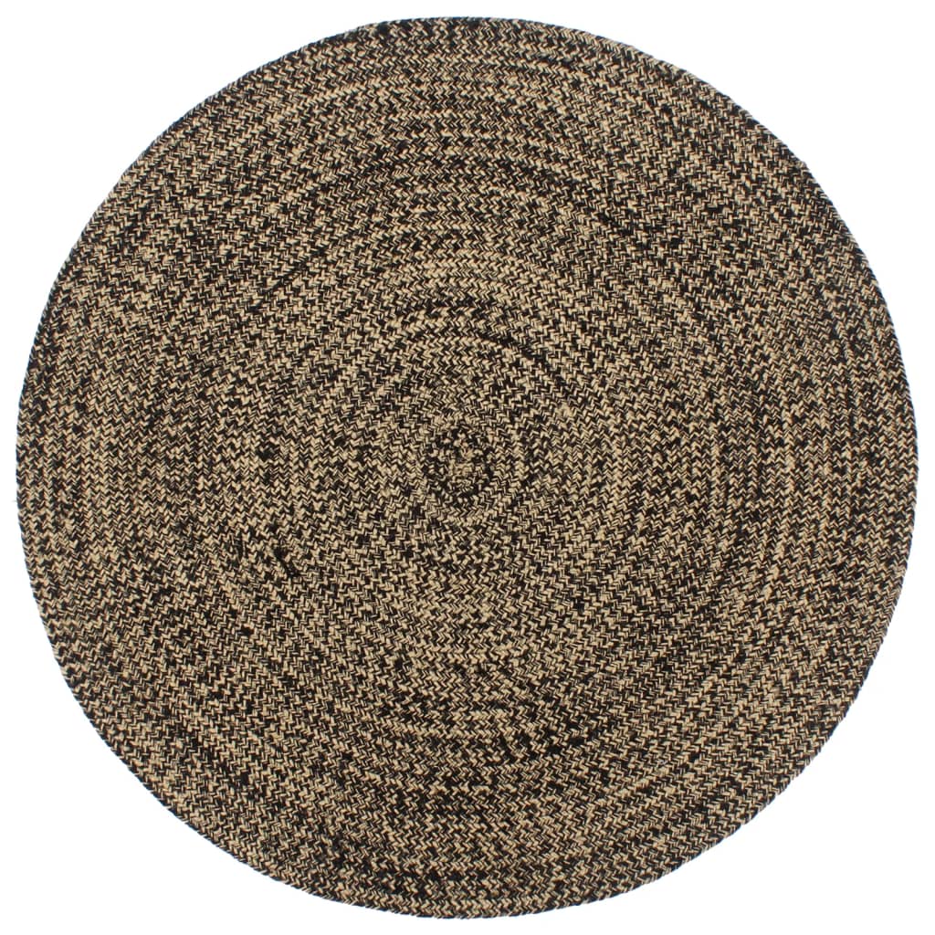 Tapis Fait À La Main Jute Et Marron-Noir-180 cm-La-Fabrique-Industrielle