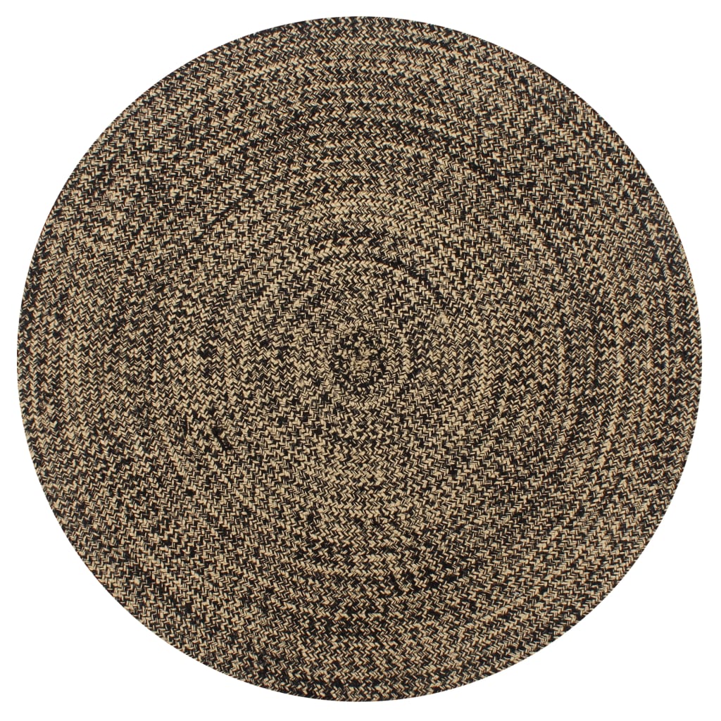 Tapis Fait À La Main Jute Et Marron-Noir-90 cm-La-Fabrique-Industrielle
