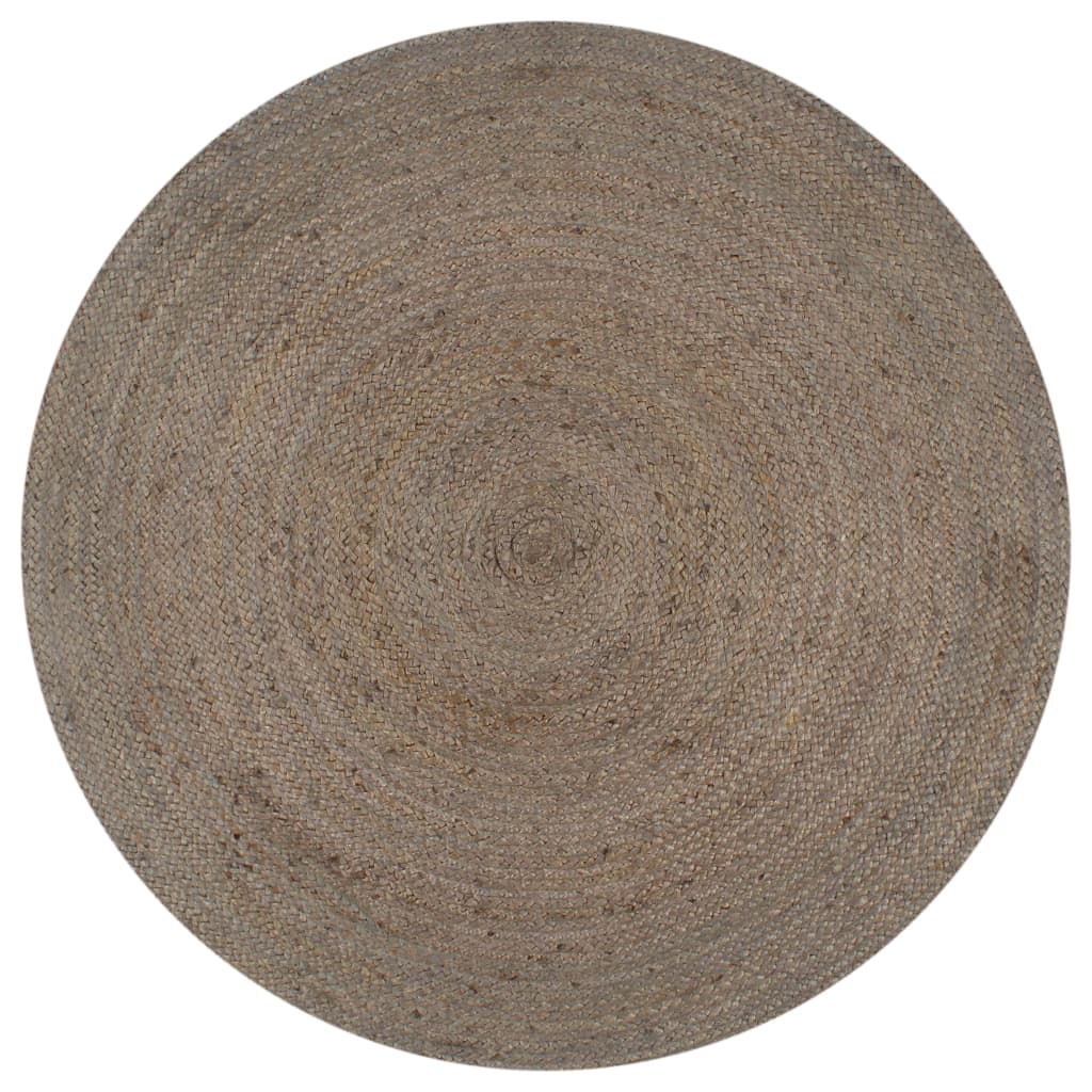 Tapis Fait À La Main Jute Rond-Gris-150 cm-La-Fabrique-Industrielle