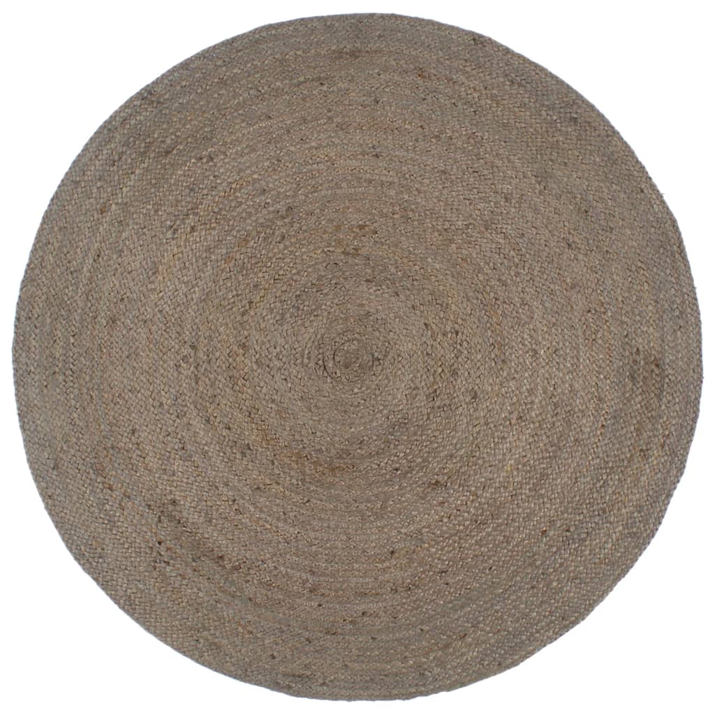 Tapis Fait À La Main Jute Rond-Gris-180 cm-La-Fabrique-Industrielle