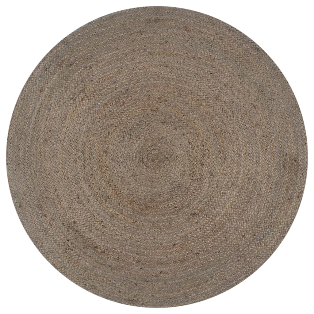 Tapis Fait À La Main Jute Rond-Gris-90 cm-La-Fabrique-Industrielle