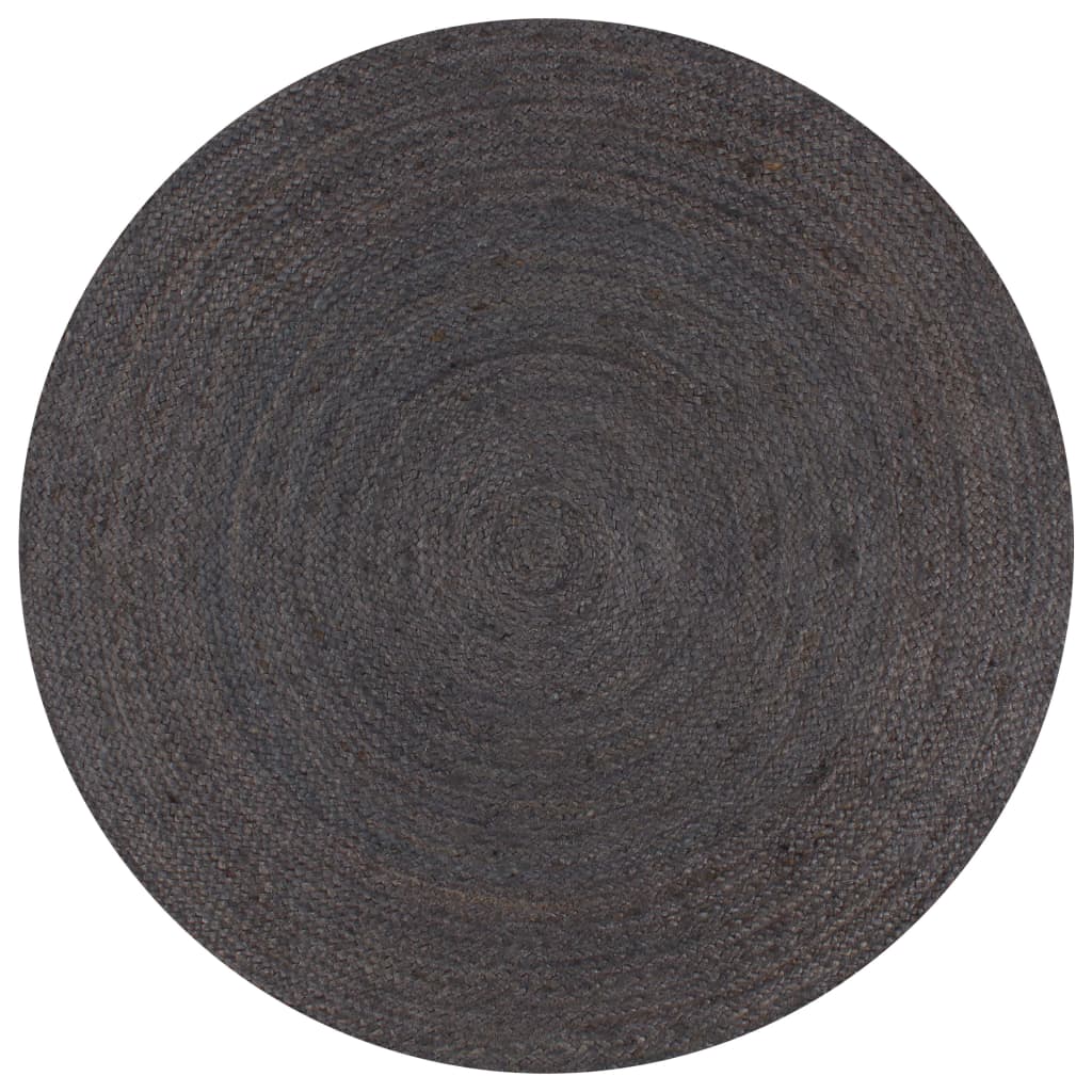 Tapis Fait À La Main Jute Rond-Gris foncé-150 cm-La-Fabrique-Industrielle