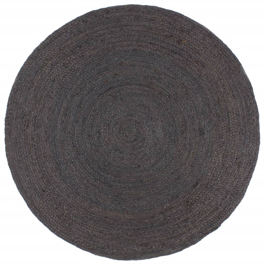 Tapis Fait À La Main Jute Rond-Gris foncé-210 cm-La-Fabrique-Industrielle