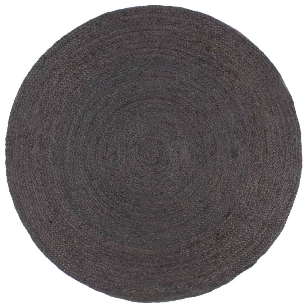 Tapis Fait À La Main Jute Rond-Gris foncé-240 cm-La-Fabrique-Industrielle