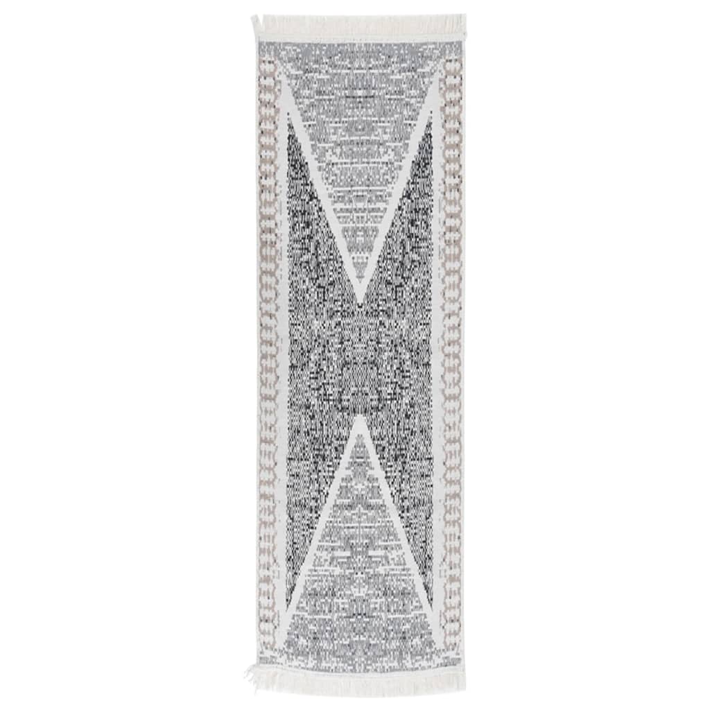 Tapis Noir Et Gris Coton-80 x 300 cm-La-Fabrique-Industrielle