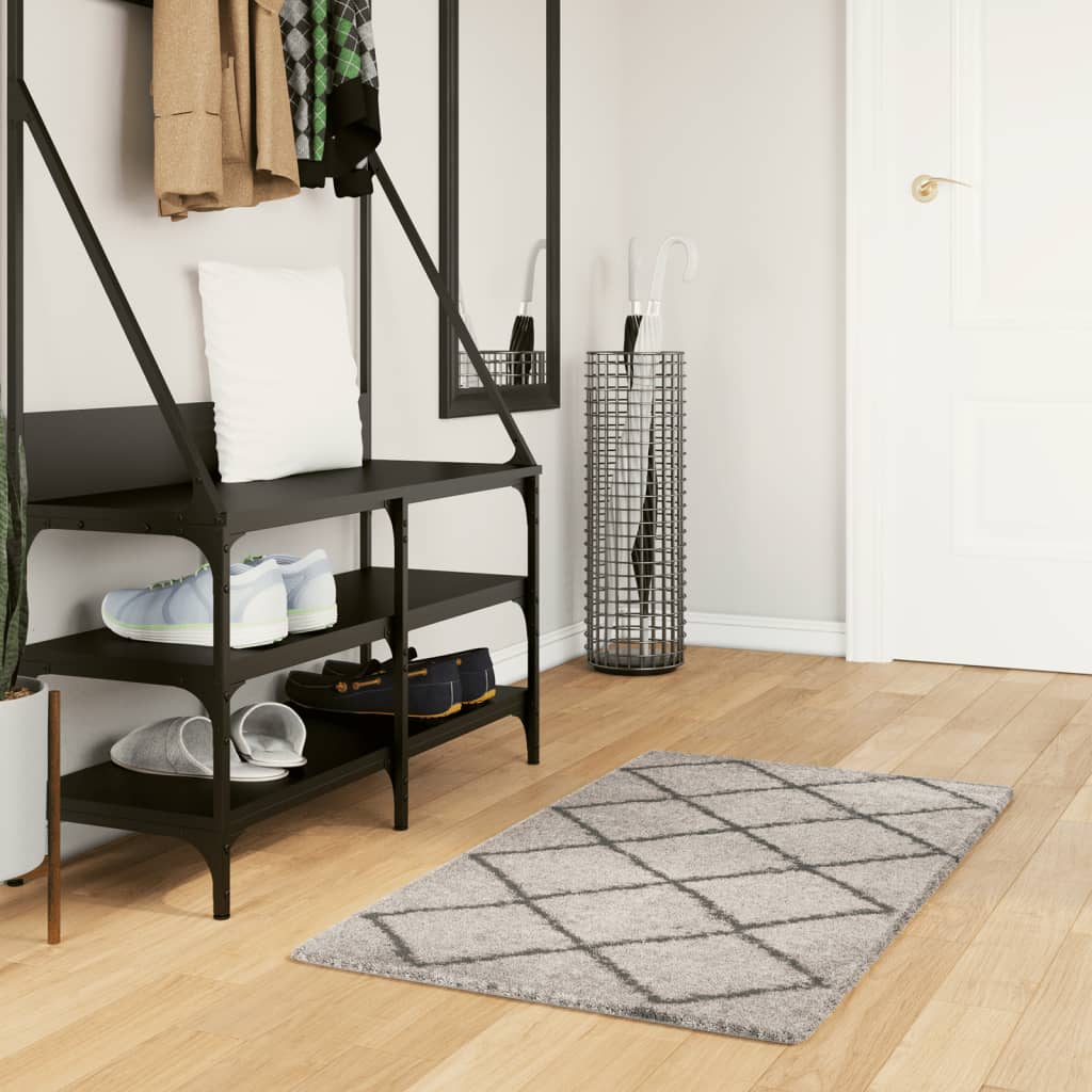 Tapis Shaggy À Poils Longs Moderne Beige Anthracite Beige Et Anthracite-60 x 110 cm-La-Fabrique-Industrielle