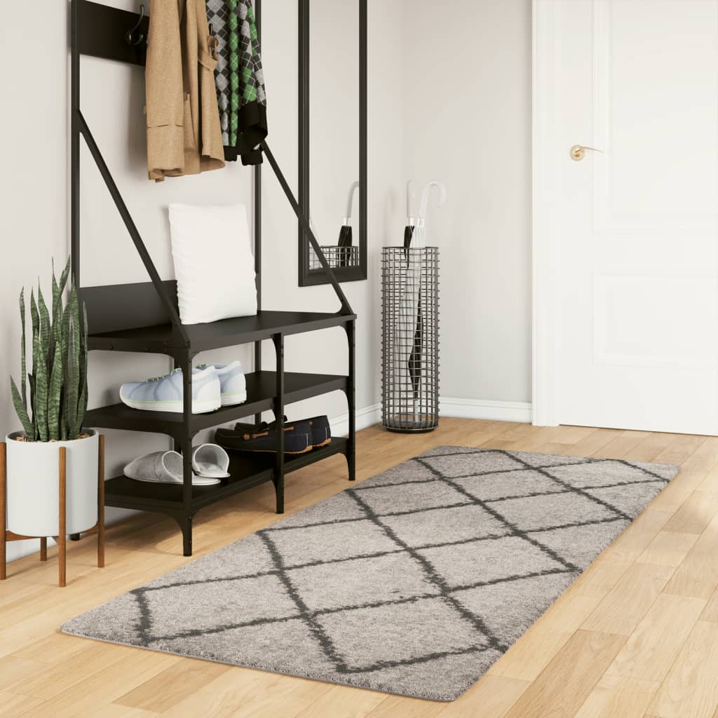 Tapis Shaggy À Poils Longs Moderne Beige Anthracite Beige Et Anthracite-80 x 200 cm-La-Fabrique-Industrielle