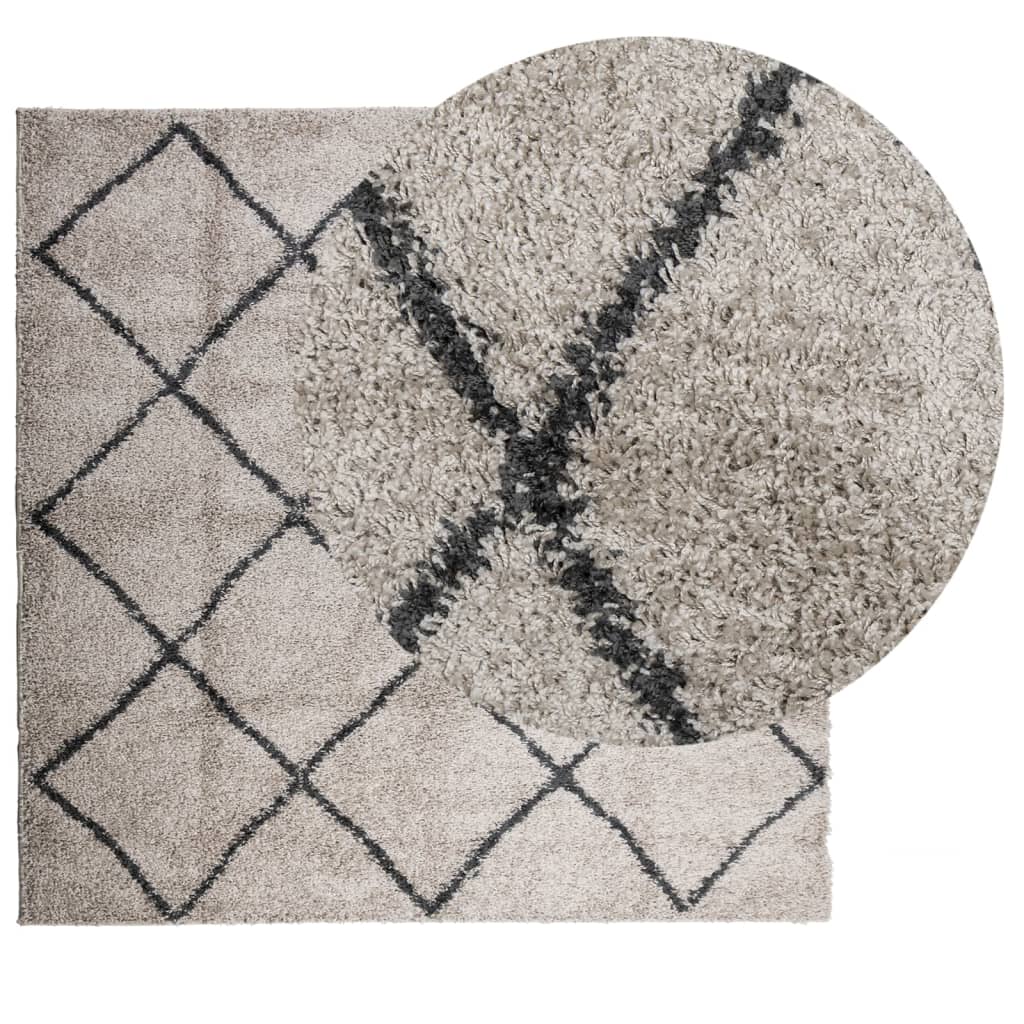 Tapis Shaggy À Poils Longs Moderne Beige Anthracite Beige Et Anthracite-La-Fabrique-Industrielle